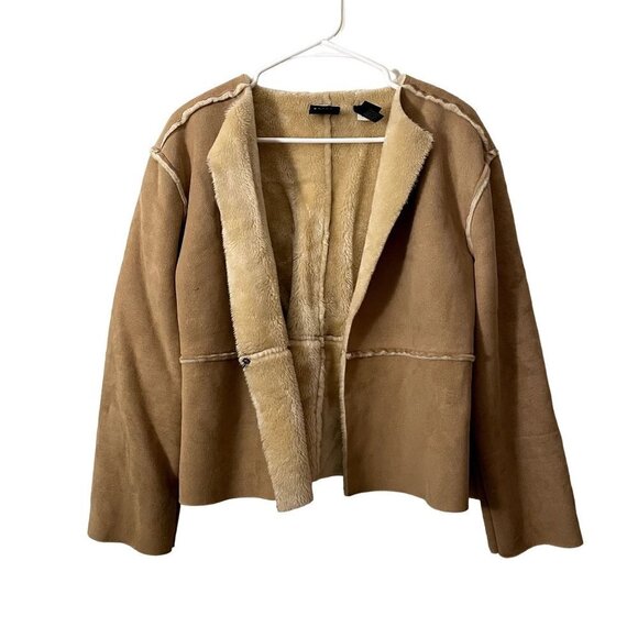 Axcess Liz Clairborne faux fur winter warm comfortable cardigan style top jacket - Picture 1 of 7